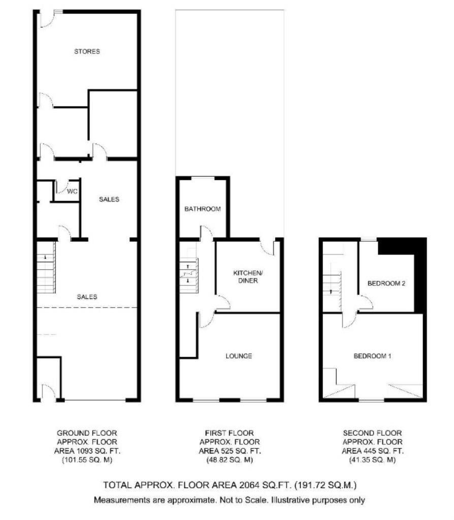 Lot: 56 - FREEHOLD COMMERCIAL INVESTMENT AND VACANT TWO-BEDROOM MAISONETTE - Floorplan of whole investment building for sale in Dagenham